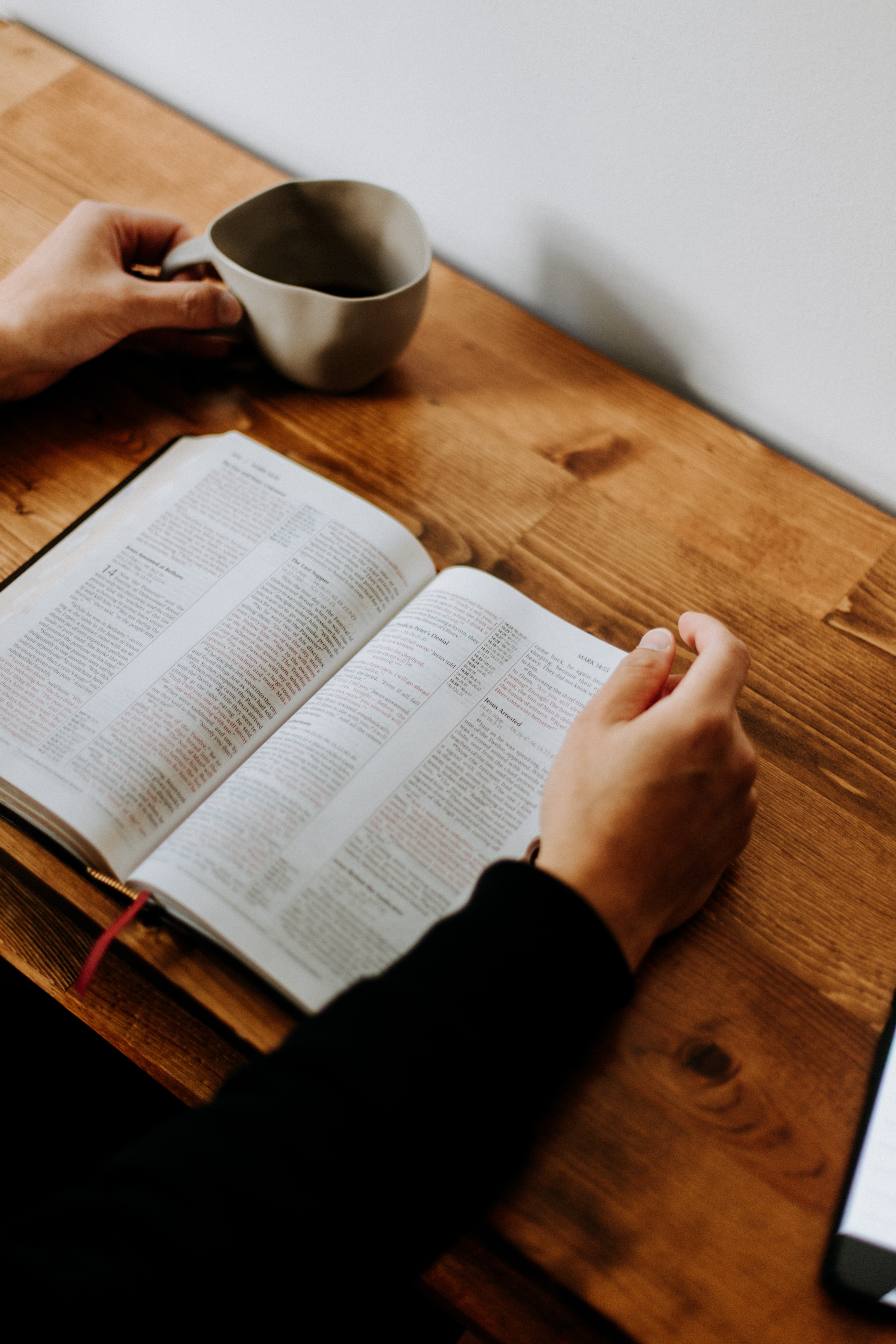 Beta Reading Service Image: A person sitting and reading an open book at a table